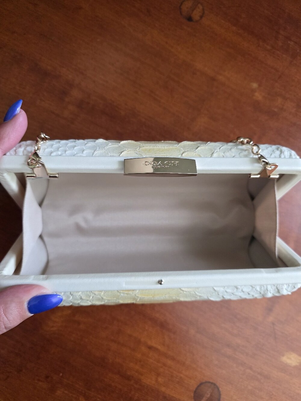 Coach 51550 Madison Pinnacle Minaudiere Ivory Python Embossed Leather Clutch - Picture 13 of 16